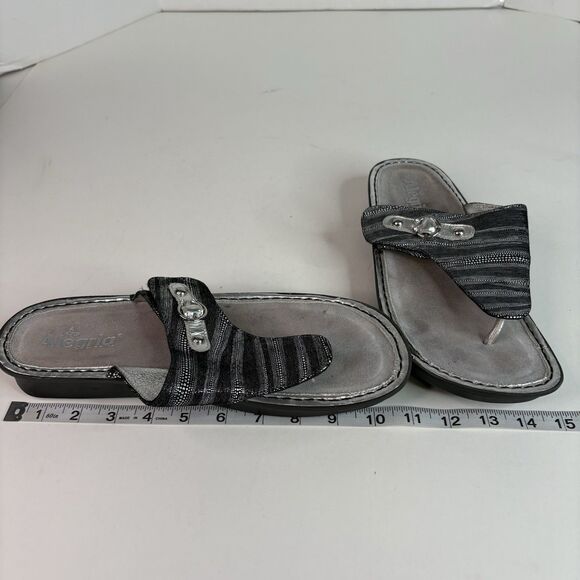 ALEGRIA Vanessa Gray / Silver Metallic EU 42 (US 10) Womens Sandals VAN-496 - Picture 8 of 10